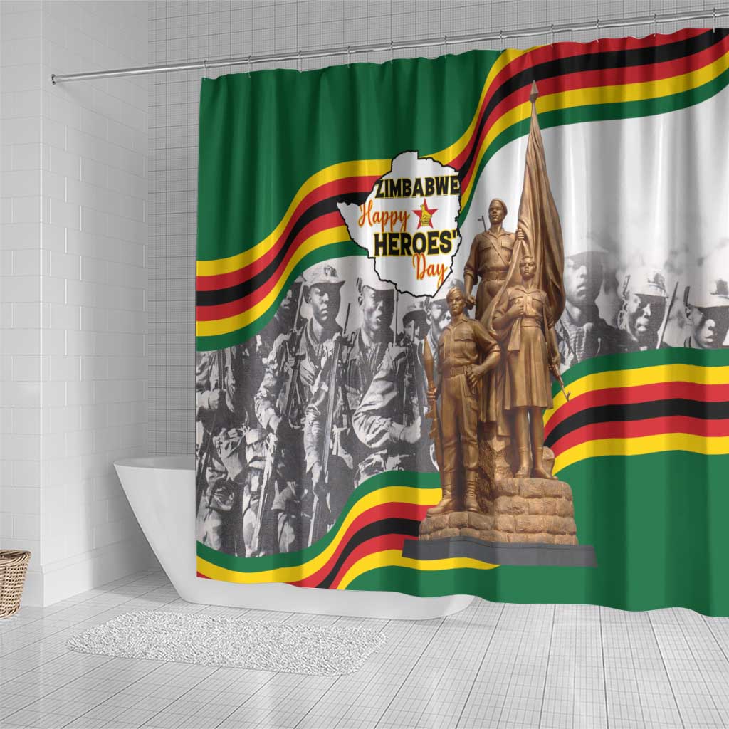 Happy Heroes Day Zimbabwe Shower Curtain Unity Freedom Work - African Pride