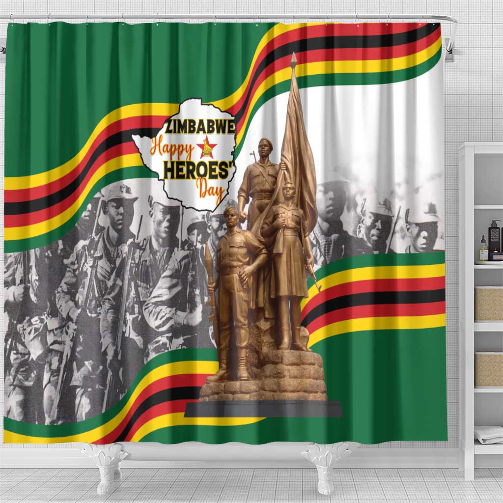 Happy Heroes Day Zimbabwe Shower Curtain Unity Freedom Work - African Pride