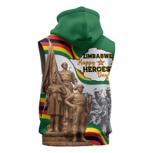 Happy Heroes Day Zimbabwe Sleeveless Hoodie Unity Freedom Work - African Pride