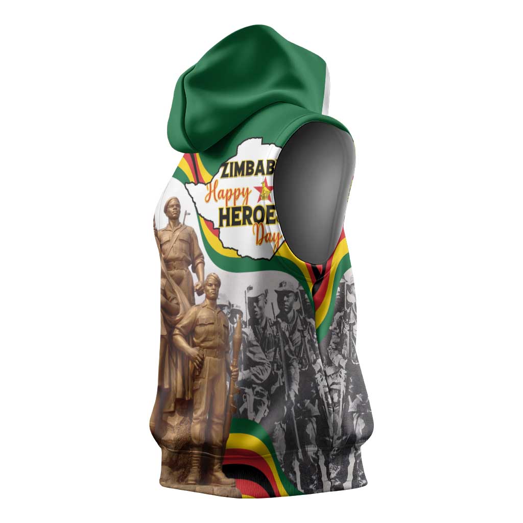 Happy Heroes Day Zimbabwe Sleeveless Hoodie Unity Freedom Work - African Pride