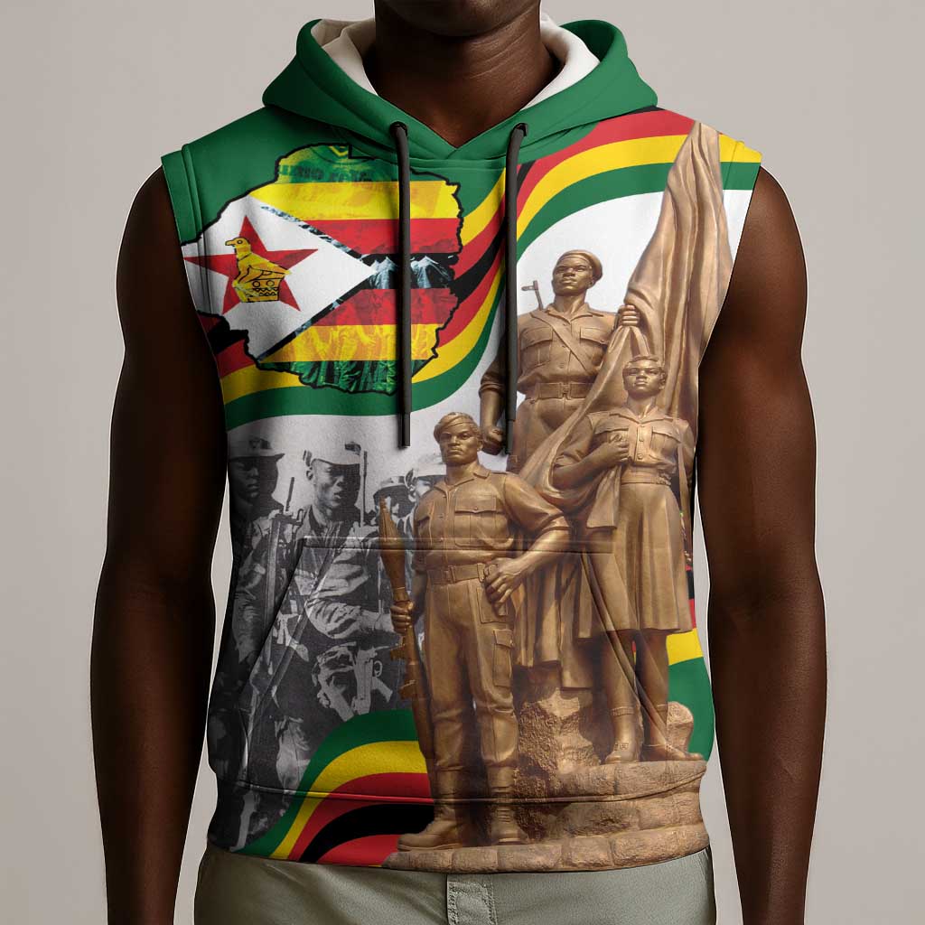 Happy Heroes Day Zimbabwe Sleeveless Hoodie Unity Freedom Work - African Pride
