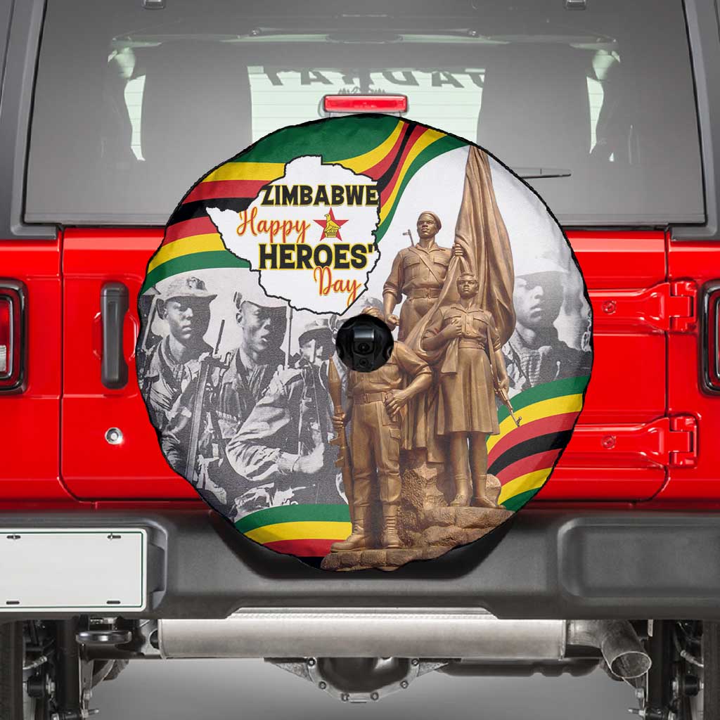 Happy Heroes Day Zimbabwe Spare Tire Cover Unity Freedom Work - African Pride