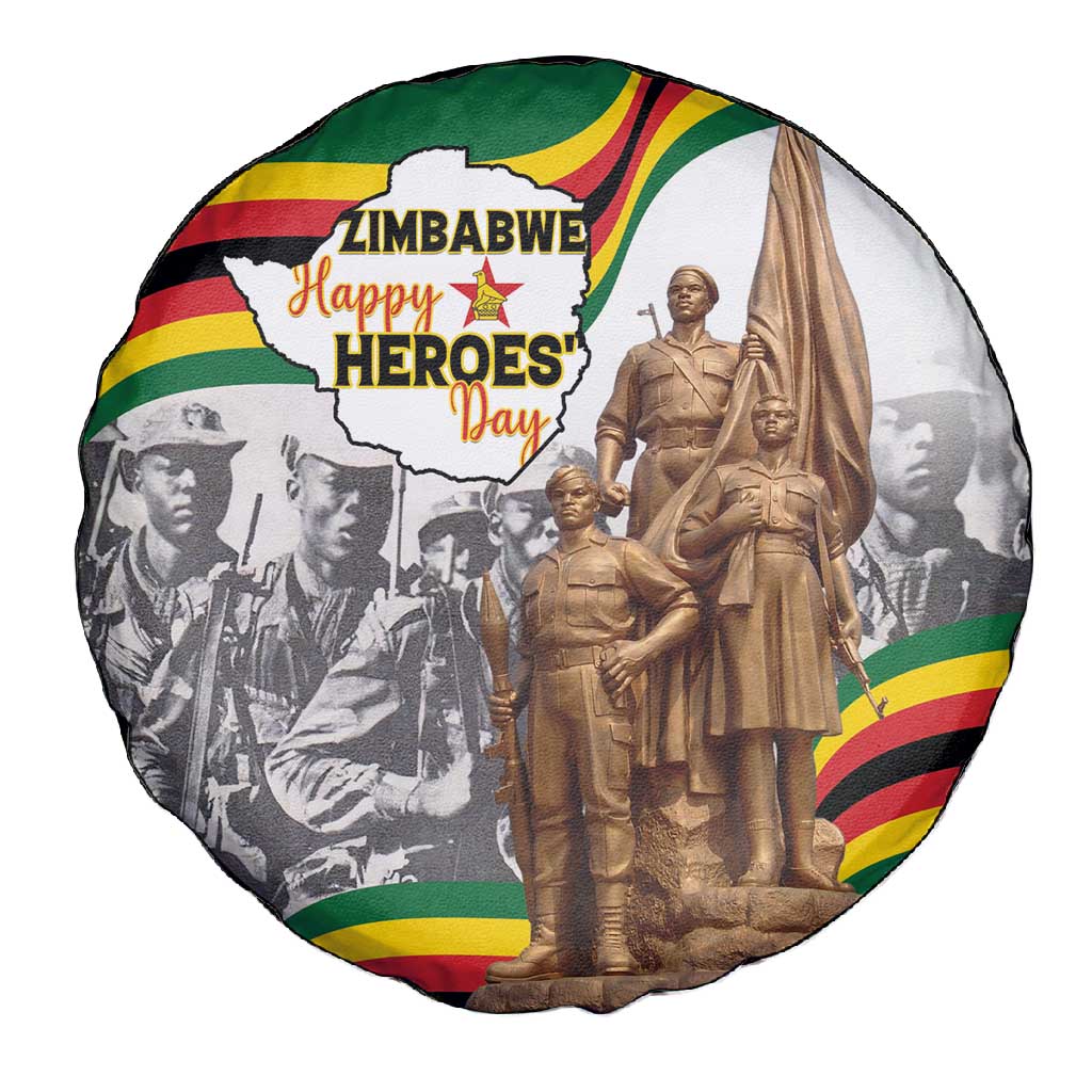 Happy Heroes Day Zimbabwe Spare Tire Cover Unity Freedom Work - African Pride