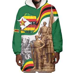 Happy Heroes Day Zimbabwe Wearable Blanket Hoodie Unity Freedom Work - African Pride