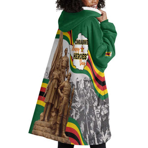Happy Heroes Day Zimbabwe Wearable Blanket Hoodie Unity Freedom Work - African Pride