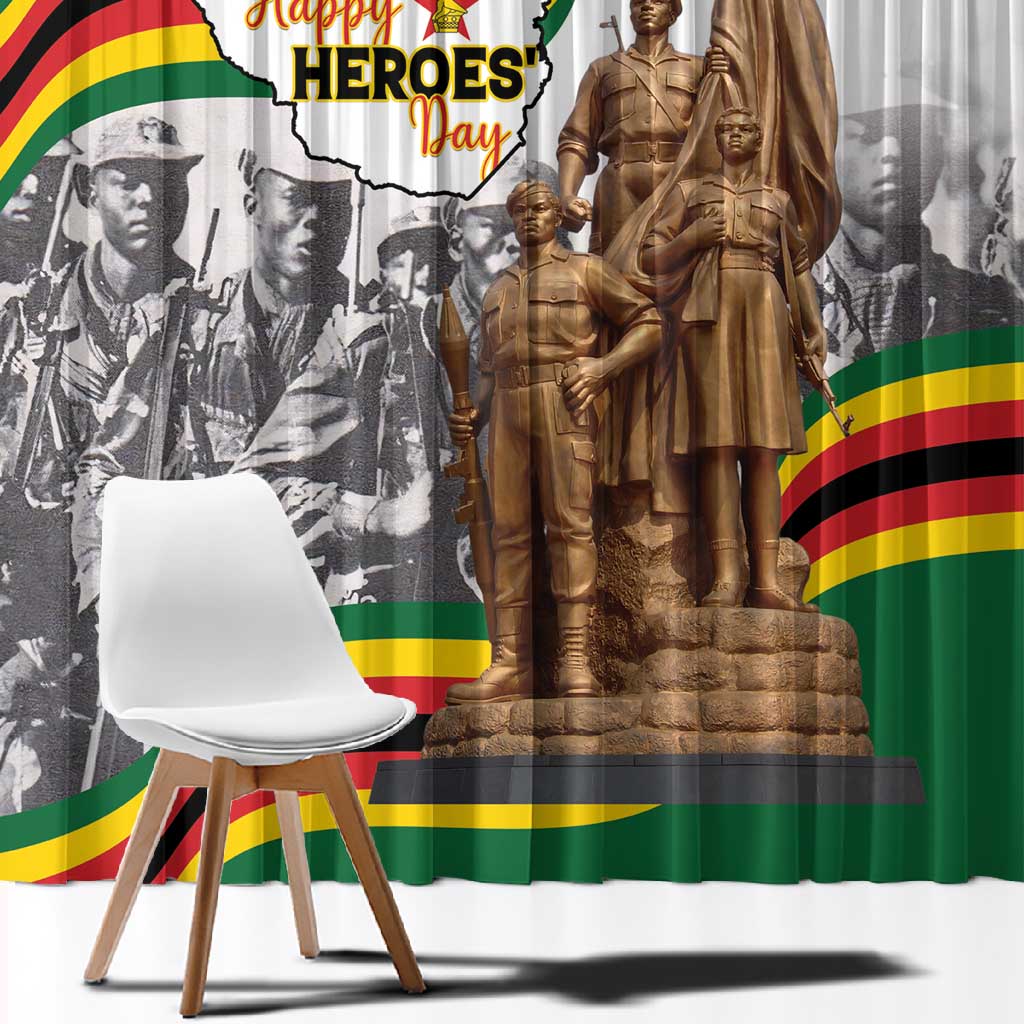 Happy Heroes Day Zimbabwe Window Curtain Unity Freedom Work - African Pride