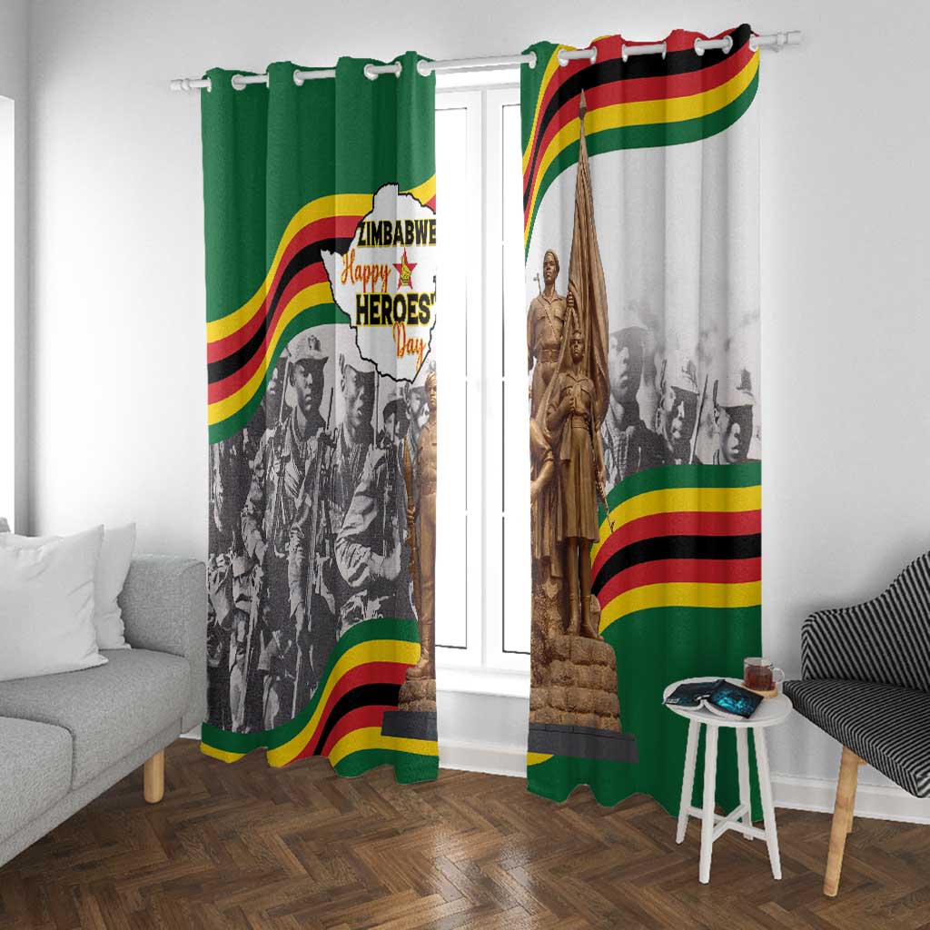 Happy Heroes Day Zimbabwe Window Curtain Unity Freedom Work - African Pride