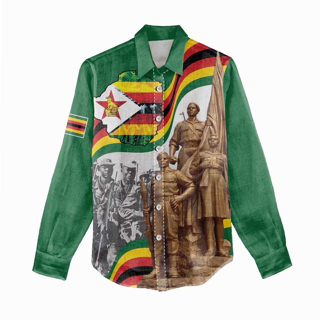Happy Heroes Day Zimbabwe Women Casual Shirt Unity Freedom Work - African Pride