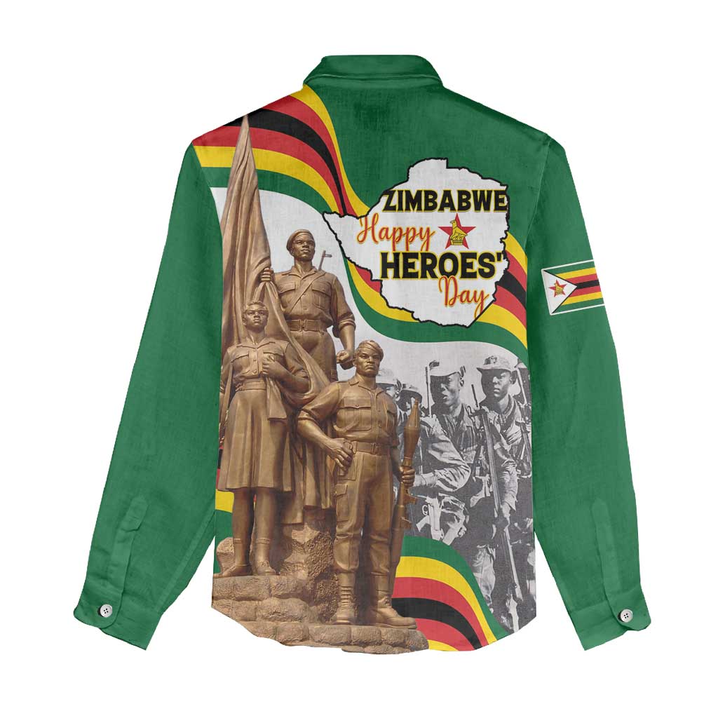 Happy Heroes Day Zimbabwe Women Casual Shirt Unity Freedom Work - African Pride