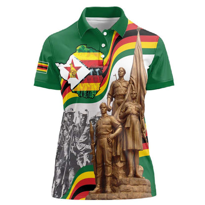Happy Heroes Day Zimbabwe Women Polo Shirt Unity Freedom Work - African Pride
