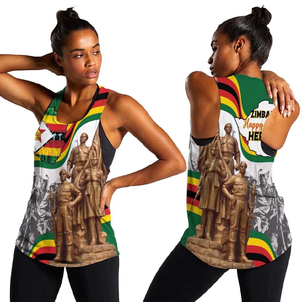 Happy Heroes Day Zimbabwe Women Racerback Tank Unity Freedom Work - African Pride