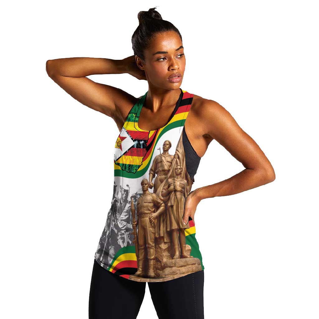 Happy Heroes Day Zimbabwe Women Racerback Tank Unity Freedom Work - African Pride