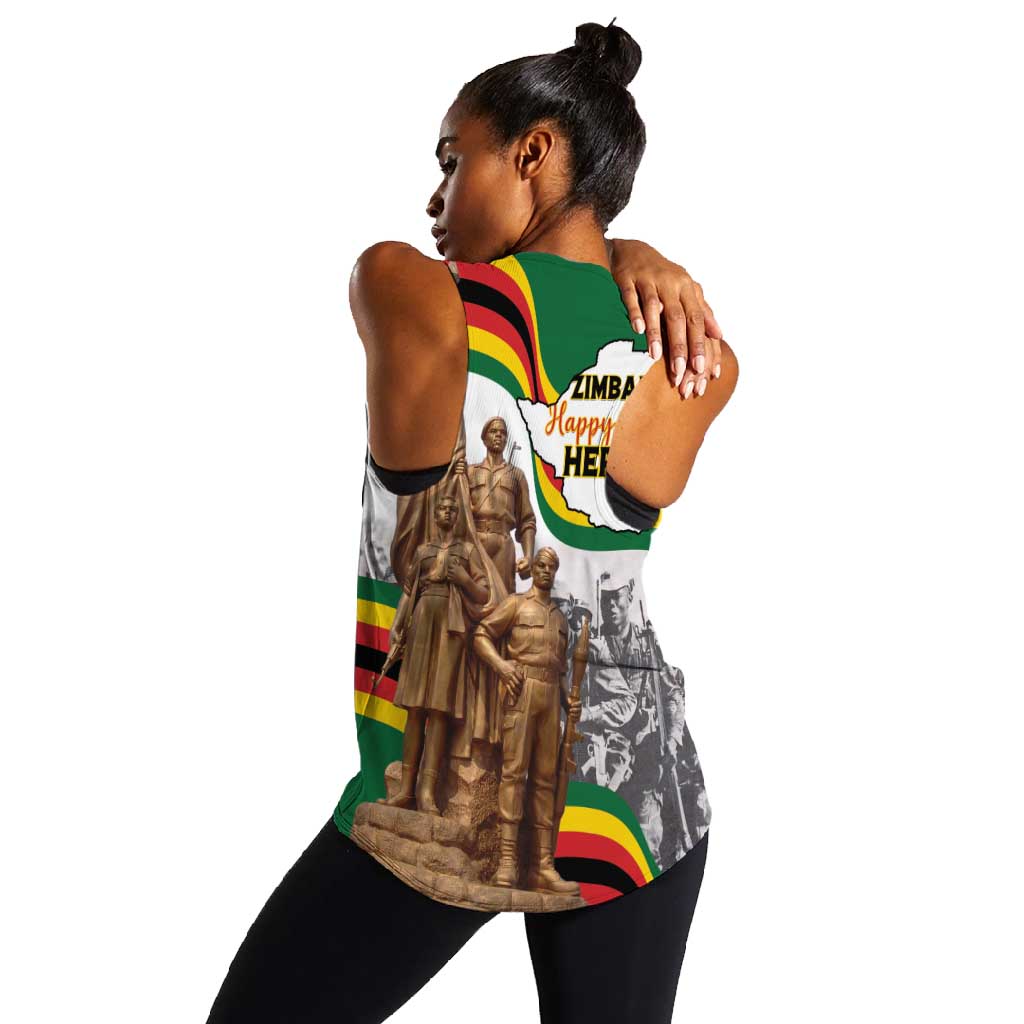 Happy Heroes Day Zimbabwe Women Racerback Tank Unity Freedom Work - African Pride