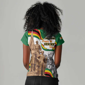 Happy Heroes Day Zimbabwe Women V-Neck T-Shirt Unity Freedom Work - African Pride