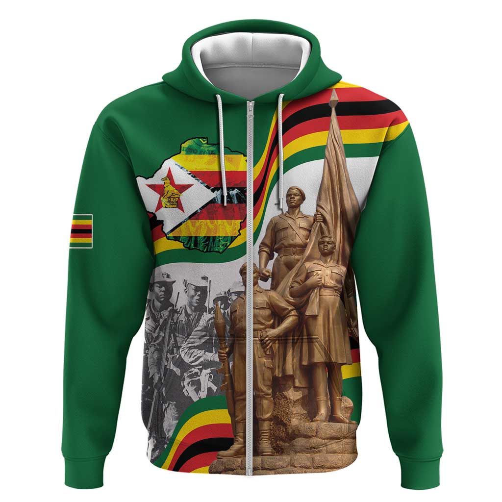 Happy Heroes Day Zimbabwe Zip Hoodie Unity Freedom Work - African Pride