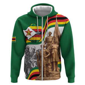 Happy Heroes Day Zimbabwe Zip Hoodie Unity Freedom Work - African Pride