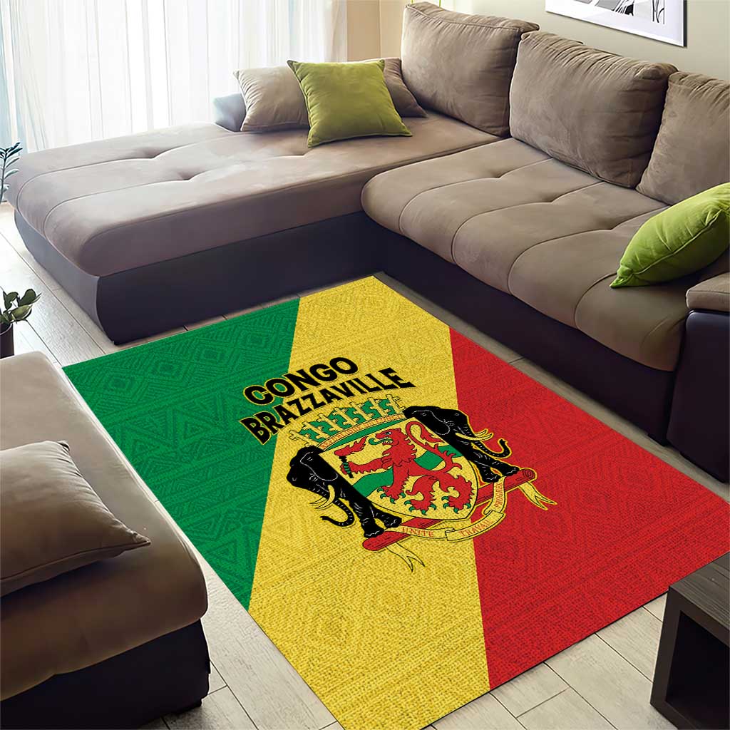 Republique du Congo Area Rug Coat Of Arms African Pattern - African Pride