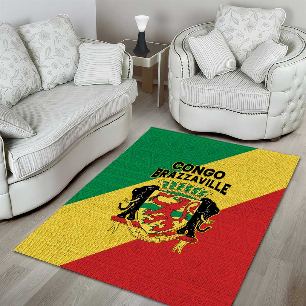 Republique du Congo Area Rug Coat Of Arms African Pattern - African Pride