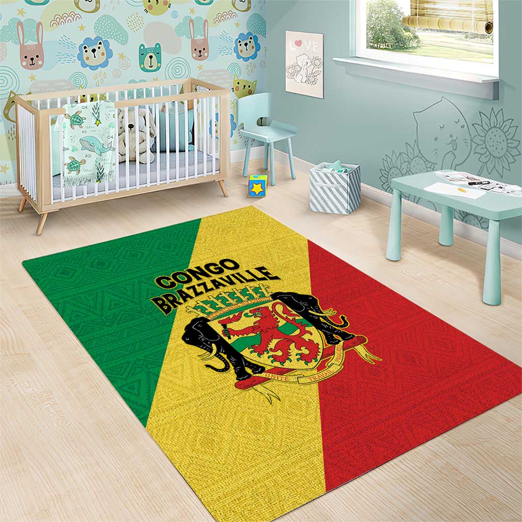 Republique du Congo Area Rug Coat Of Arms African Pattern - African Pride