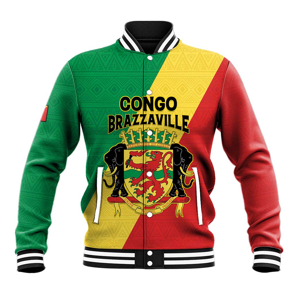 Personalized Republique du Congo Baseball Jacket Coat Of Arms African Pattern - African Pride