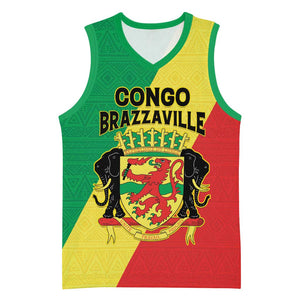 Personalized Republique du Congo Basketball Jersey Coat Of Arms African Pattern - African Pride