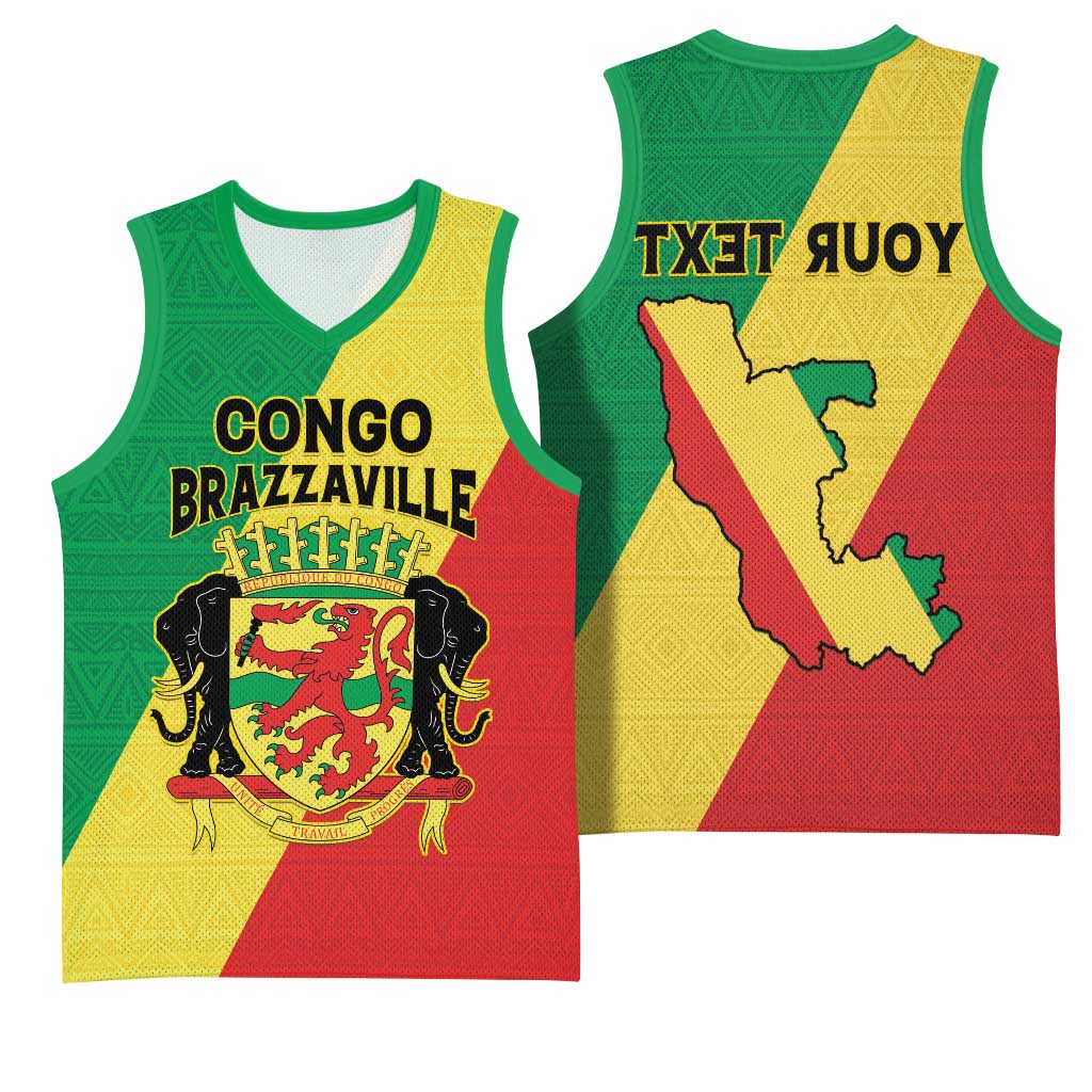 Personalized Republique du Congo Basketball Jersey Coat Of Arms African Pattern - African Pride