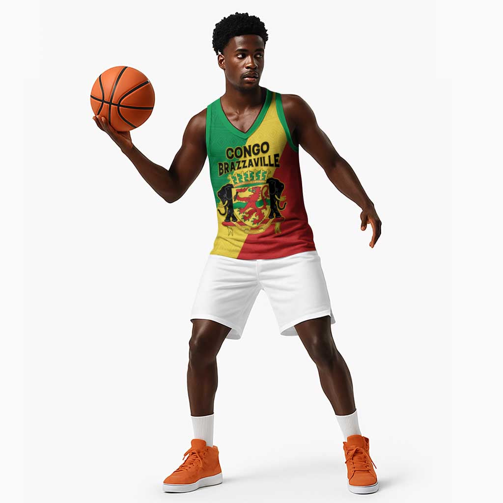Personalized Republique du Congo Basketball Jersey Coat Of Arms African Pattern - African Pride