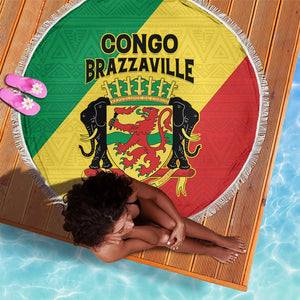 Republique du Congo Beach Blanket Coat Of Arms African Pattern - African Pride