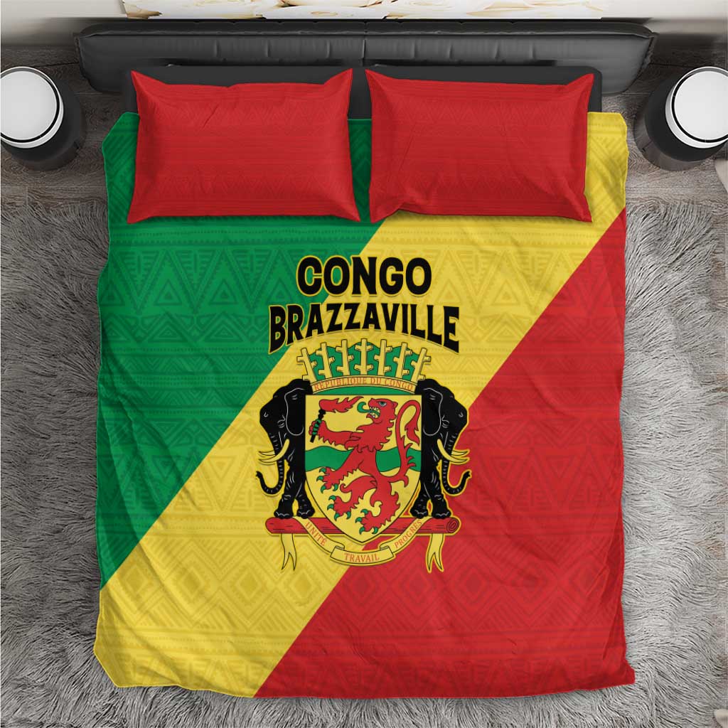 Republique du Congo Bedding Set Coat Of Arms African Pattern - African Pride