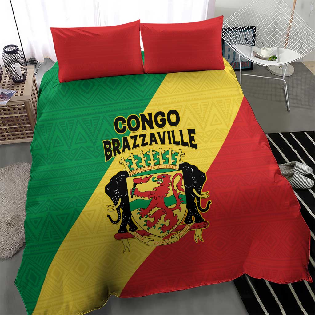 Republique du Congo Bedding Set Coat Of Arms African Pattern - African Pride