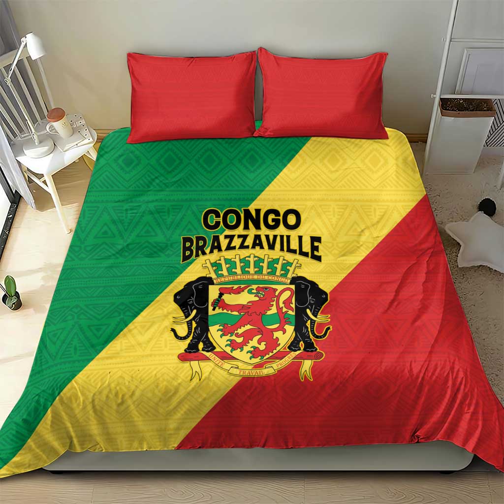 Republique du Congo Bedding Set Coat Of Arms African Pattern - African Pride