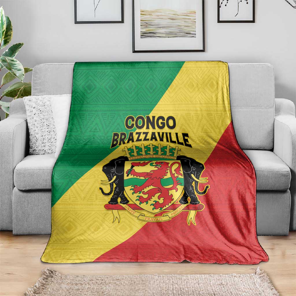 Republique du Congo Blanket Coat Of Arms African Pattern - African Pride
