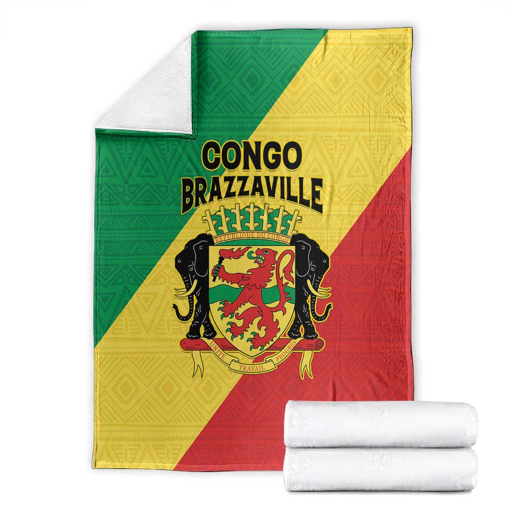 Republique du Congo Blanket Coat Of Arms African Pattern - African Pride