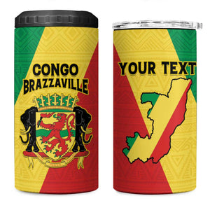 Personalized Republique du Congo 4 in 1 Can Cooler Tumbler Coat Of Arms African Pattern - African Pride