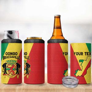 Personalized Republique du Congo 4 in 1 Can Cooler Tumbler Coat Of Arms African Pattern - African Pride
