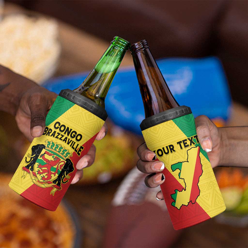 Personalized Republique du Congo 4 in 1 Can Cooler Tumbler Coat Of Arms African Pattern - African Pride