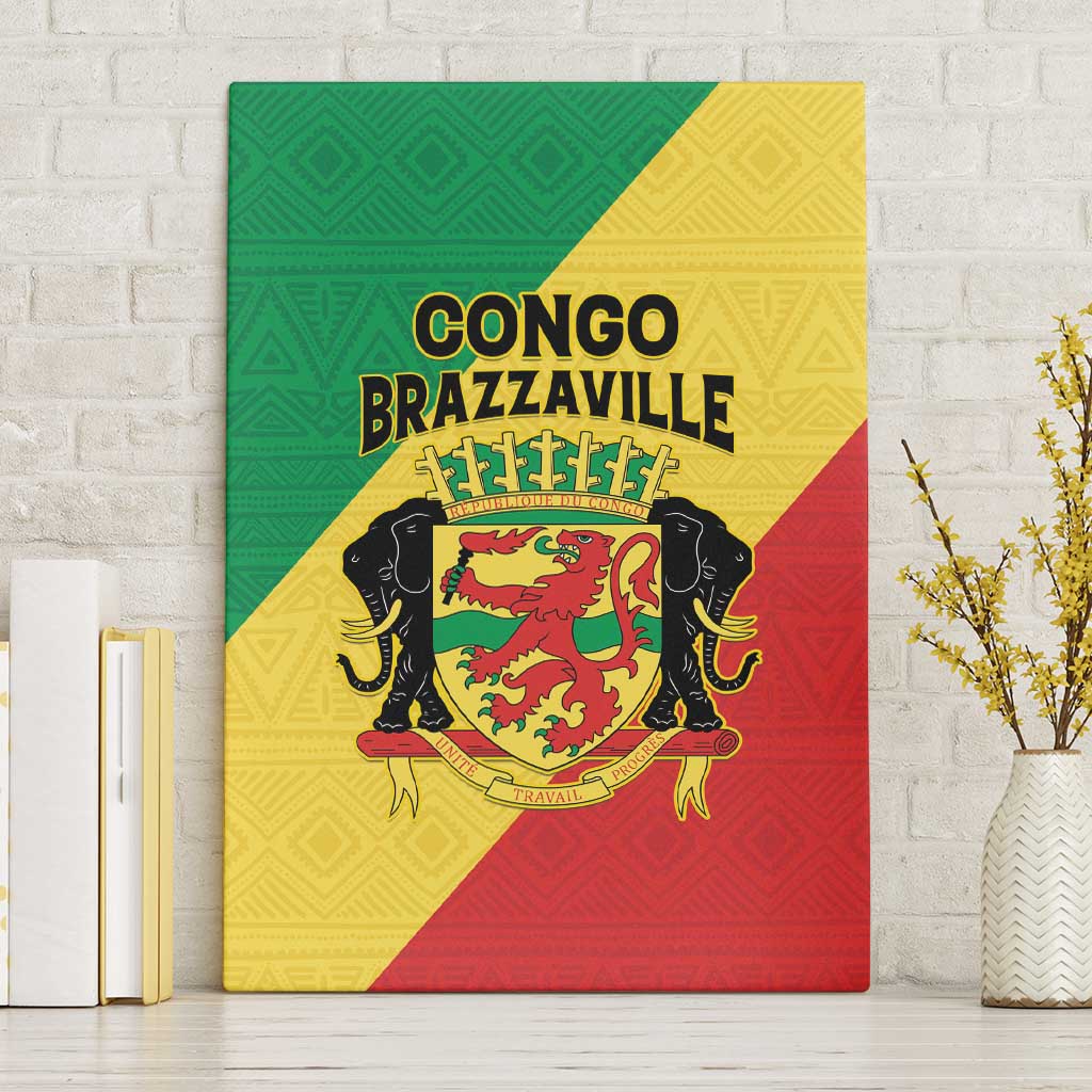 Republique du Congo Canvas Wall Art Coat Of Arms African Pattern - African Pride