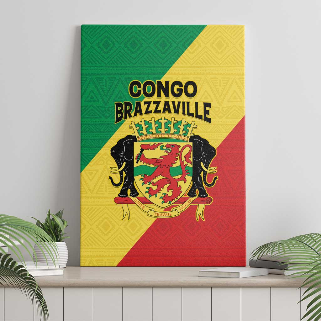Republique du Congo Canvas Wall Art Coat Of Arms African Pattern - African Pride