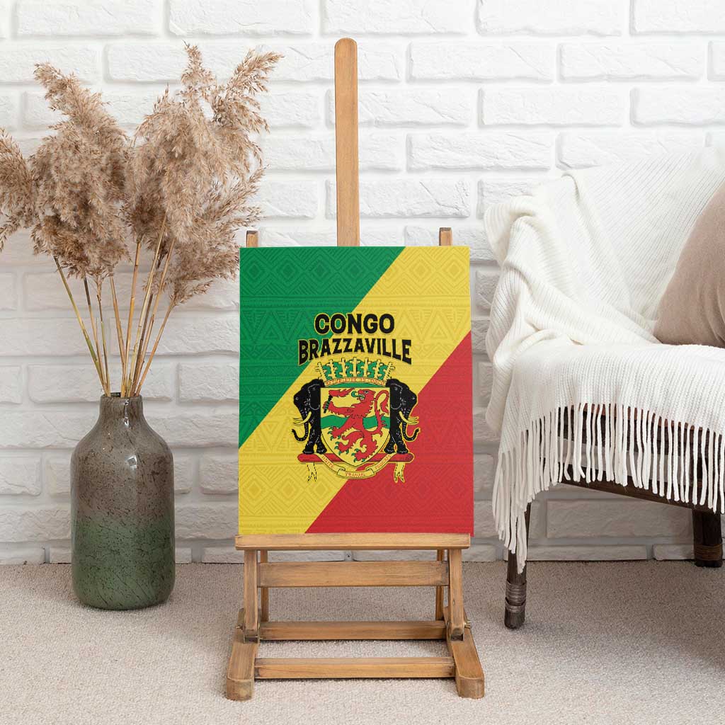 Republique du Congo Canvas Wall Art Coat Of Arms African Pattern - African Pride