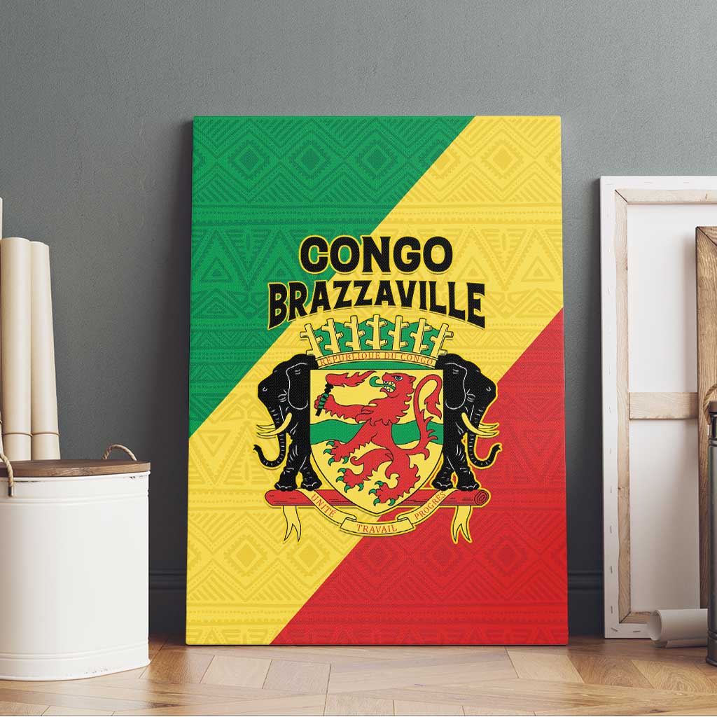 Republique du Congo Canvas Wall Art Coat Of Arms African Pattern - African Pride