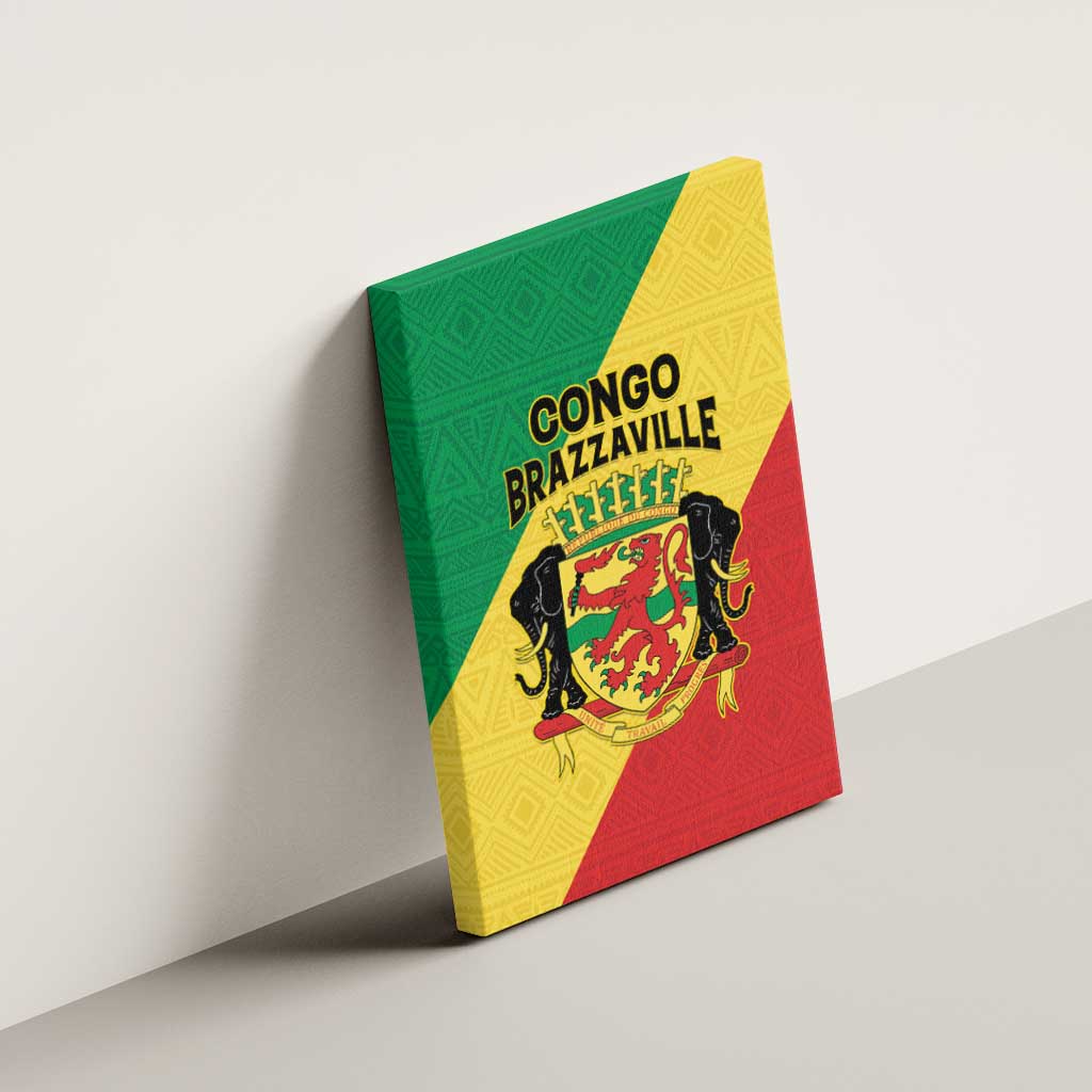 Republique du Congo Canvas Wall Art Coat Of Arms African Pattern - African Pride
