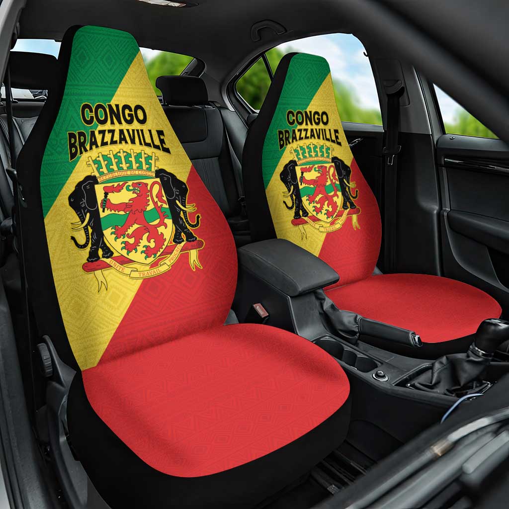 Republique du Congo Car Seat Cover Coat Of Arms African Pattern - African Pride