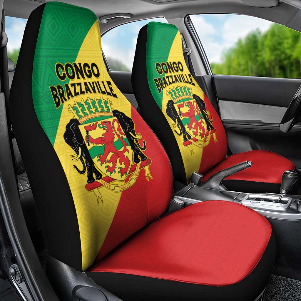 Republique du Congo Car Seat Cover Coat Of Arms African Pattern - African Pride