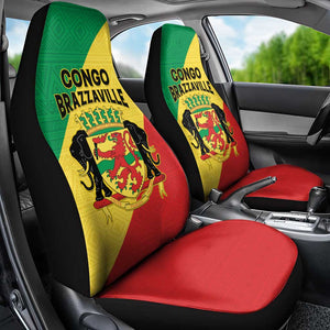 Republique du Congo Car Seat Cover Coat Of Arms African Pattern - African Pride