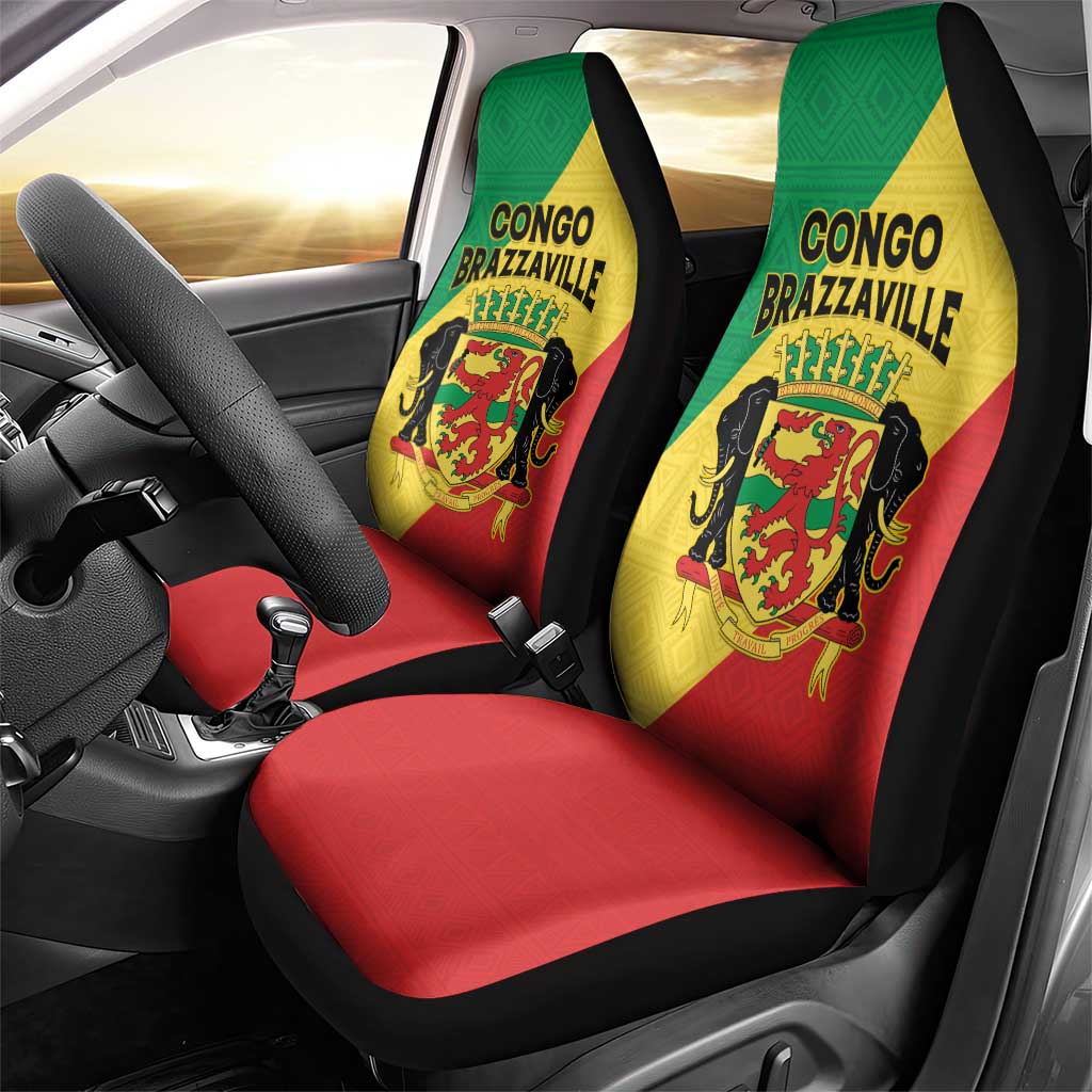 Republique du Congo Car Seat Cover Coat Of Arms African Pattern - African Pride