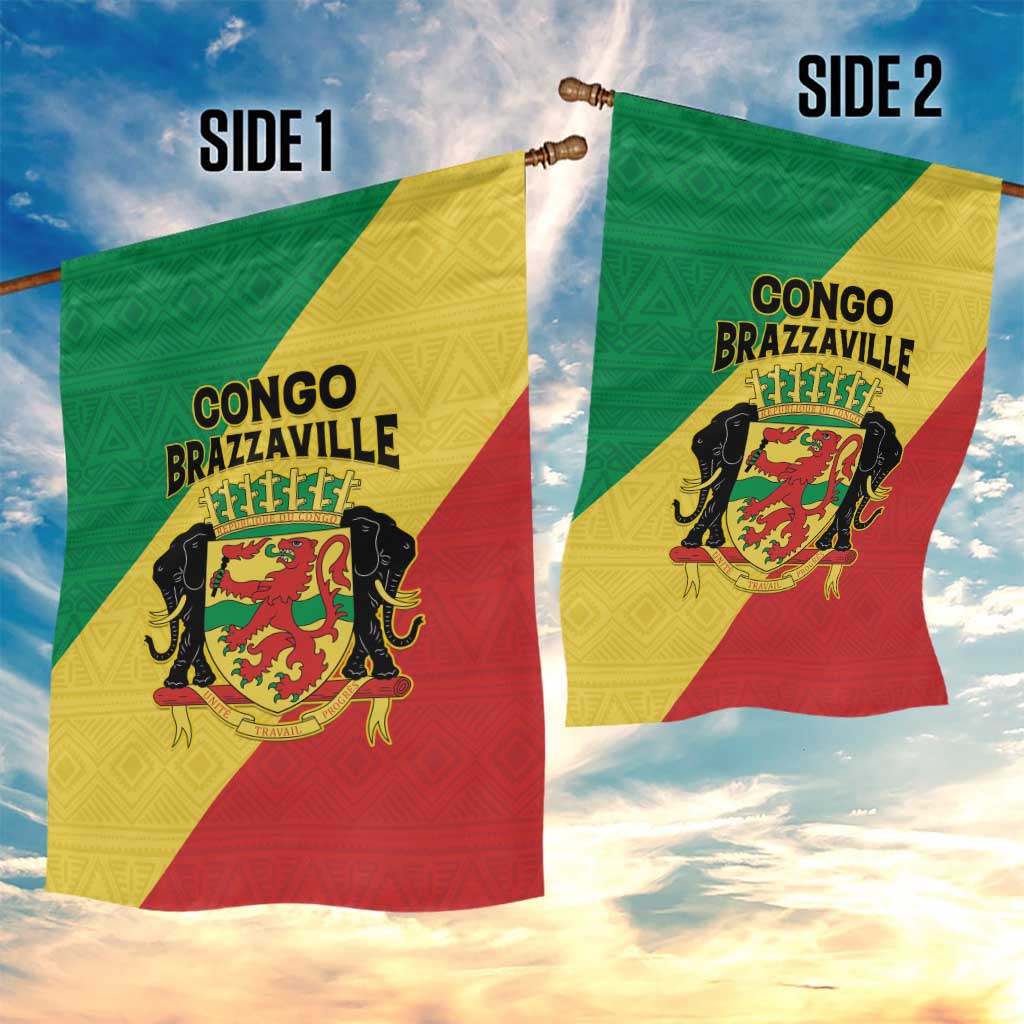 Republique du Congo Garden Flag Coat Of Arms African Pattern - African Pride