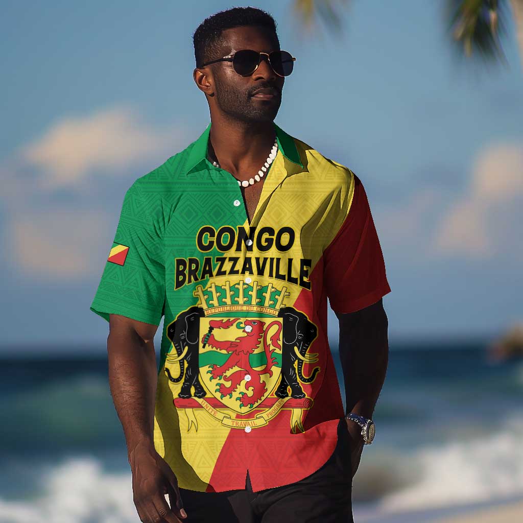 Personalized Republique du Congo Hawaiian Shirt Coat Of Arms African Pattern - African Pride