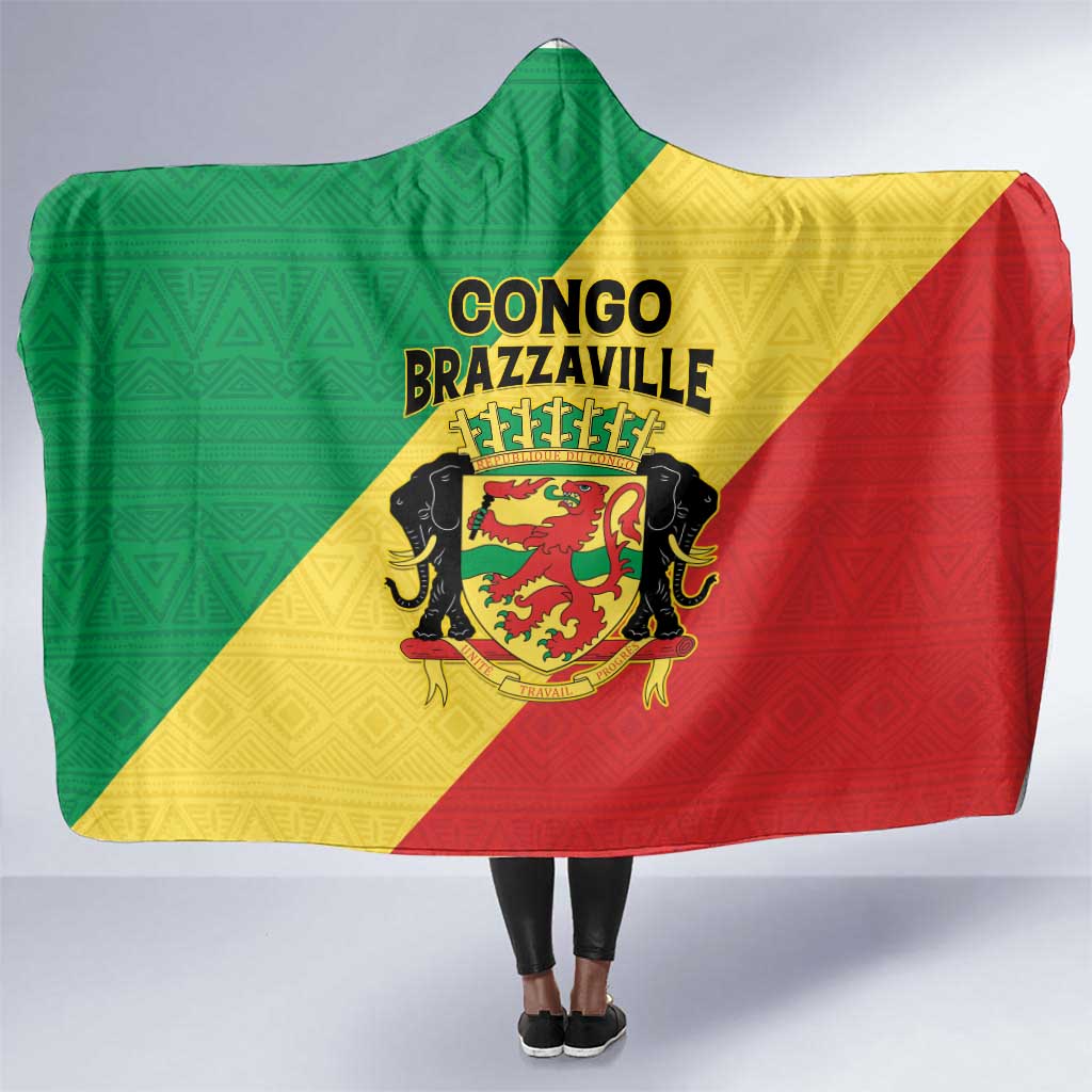 Republique du Congo Hooded Blanket Coat Of Arms African Pattern - African Pride