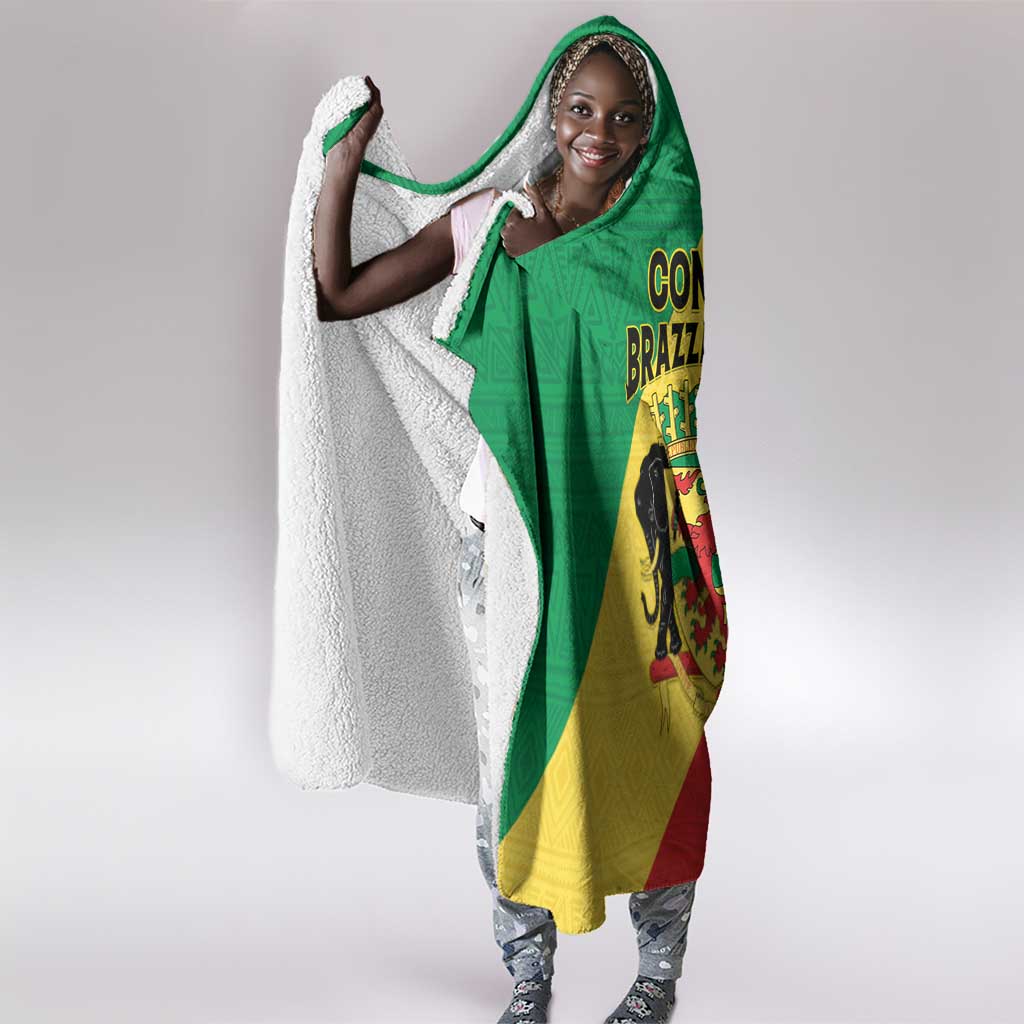Republique du Congo Hooded Blanket Coat Of Arms African Pattern - African Pride