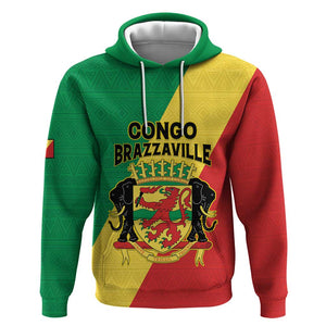 Personalized Republique du Congo Hoodie Coat Of Arms African Pattern - African Pride